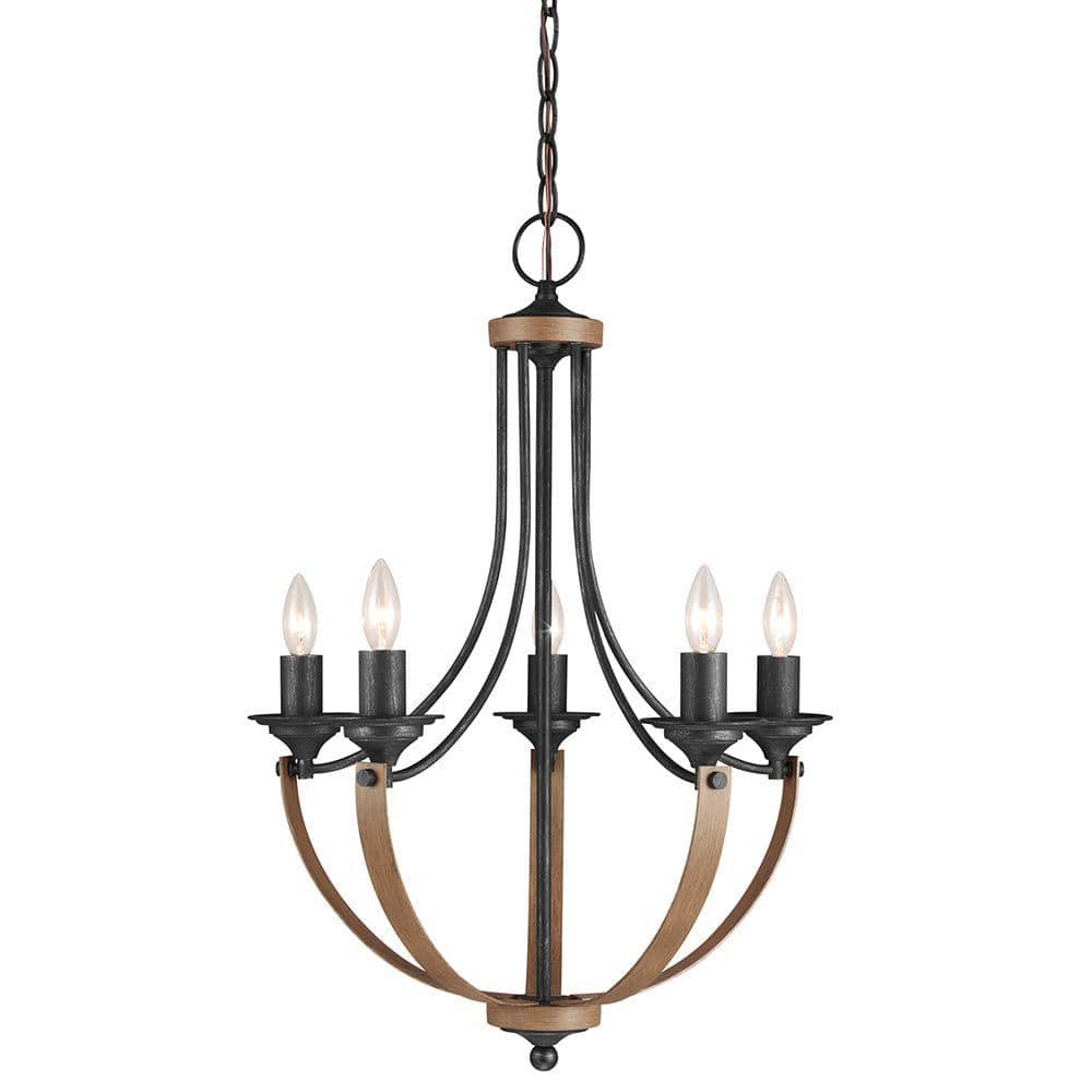 Stardust Black 5-Light Incandescent Candle Chandelier