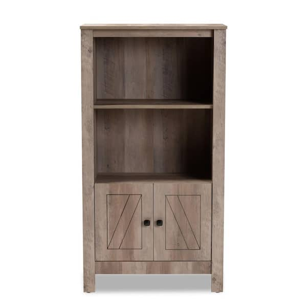 Baxton Studio Derek 51.8 in. Natural Oak 2-Shelf Standard Bookcase