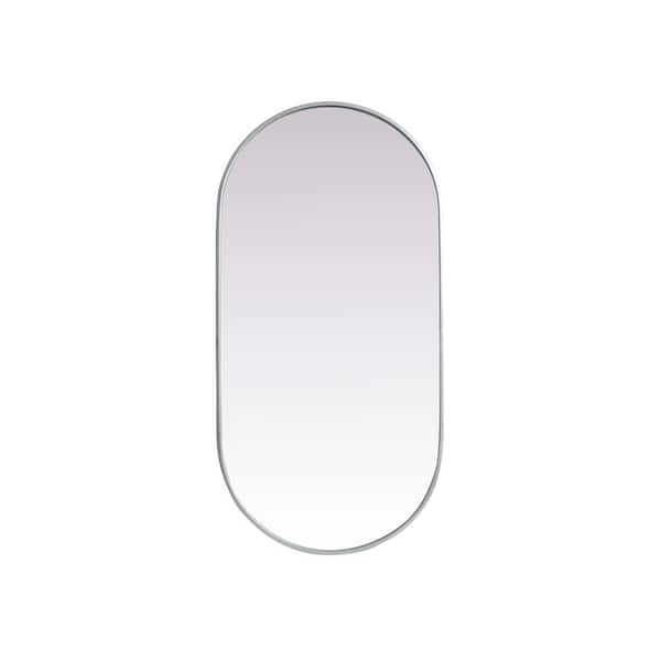 Unbranded Timeless Home 24 in. W x 48 in. H x Modern Metal Framed Oval Silver Mirror