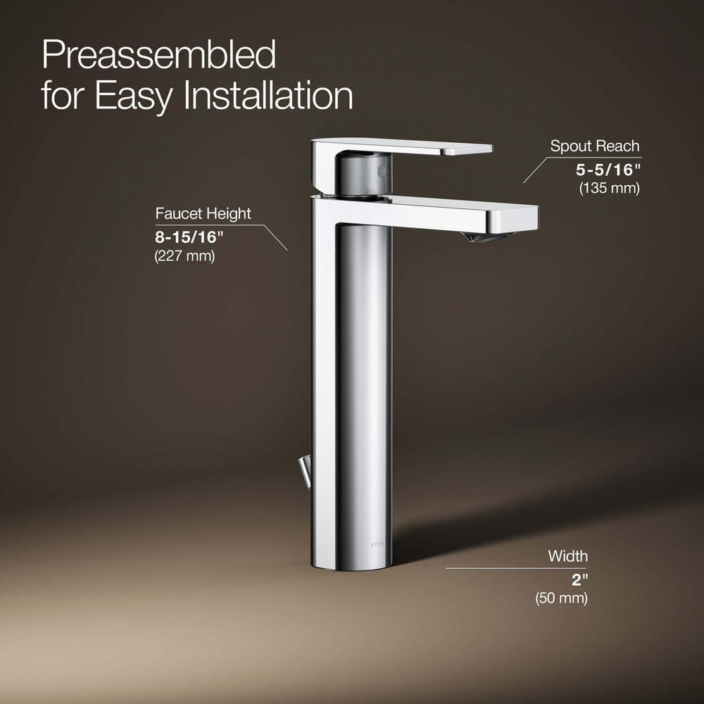 Parallel™ Polished Chrome Tall Single-Handle Bathroom Faucet with Drain