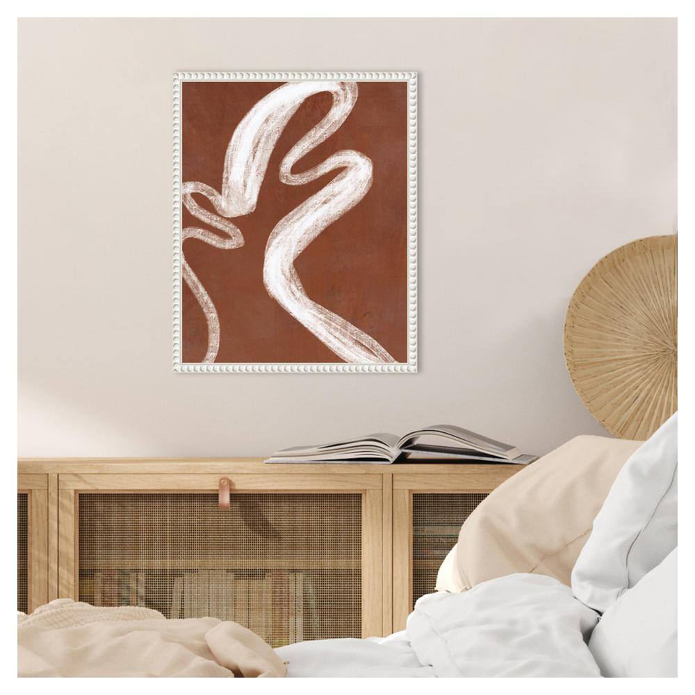 Abstract Beaded Framed Canvas Wall Art in Brown and White
