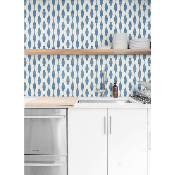 30.75 sq. ft. French Blue Ditto Vinyl Peel and Stick Wallpaper Roll