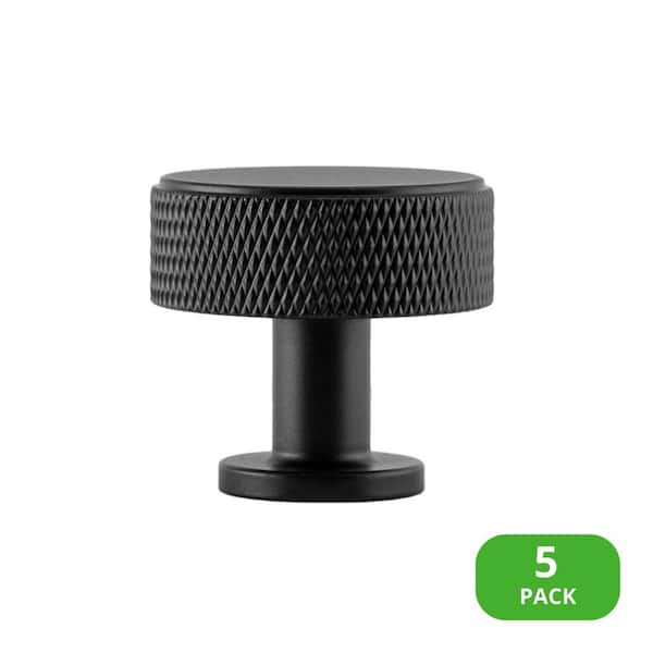 Sumner Street Home Hardware 5-Pack Kent Knurled 1-3/8 in. (35 mm) Industrial Matte Black Round Cabinet Knob