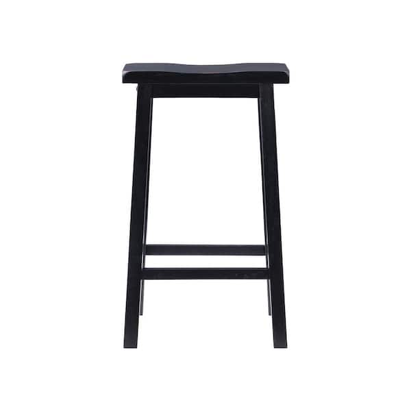 Powell Company Darby 29 in. Antique Black Backless Wood Bar Stool with Wood Seat