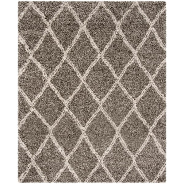 SAFAVIEH Hudson Shag Gray/Ivory 8 ft. x 10 ft. Geometric Diamonds Area Rug