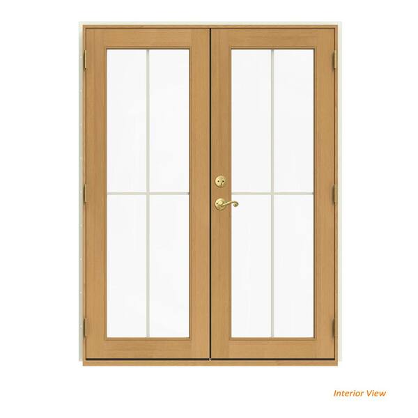 JELD-WEN 60 in. x 80 in. W-2500 Vanilla Clad Wood Left-Hand 4 Lite French Patio Door w/Stained Interior