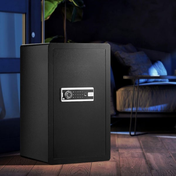 Single Door 4.0 cu. ft. Safe Box with Key Lock, Password and Fingerprint, Safe Lock Box with Fireproof Bag, Key Rack