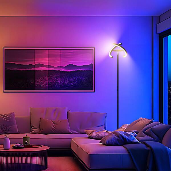 TOZING 73 in. Black RGB Modern Standard Floor Lamp with Lightpole