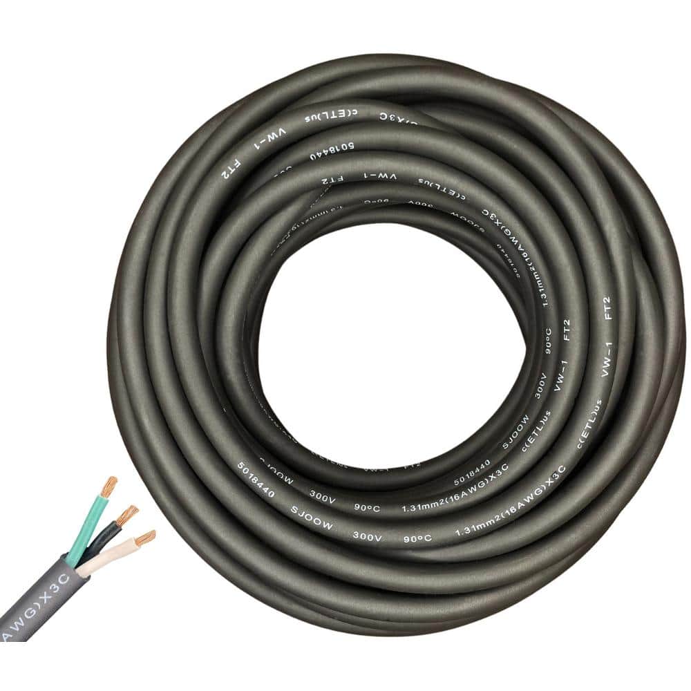 150 ft. 16/3 16-Gauge 3 Conductor 300-Volt Black SJOOW Cable Cord price history on PriceWatchPro