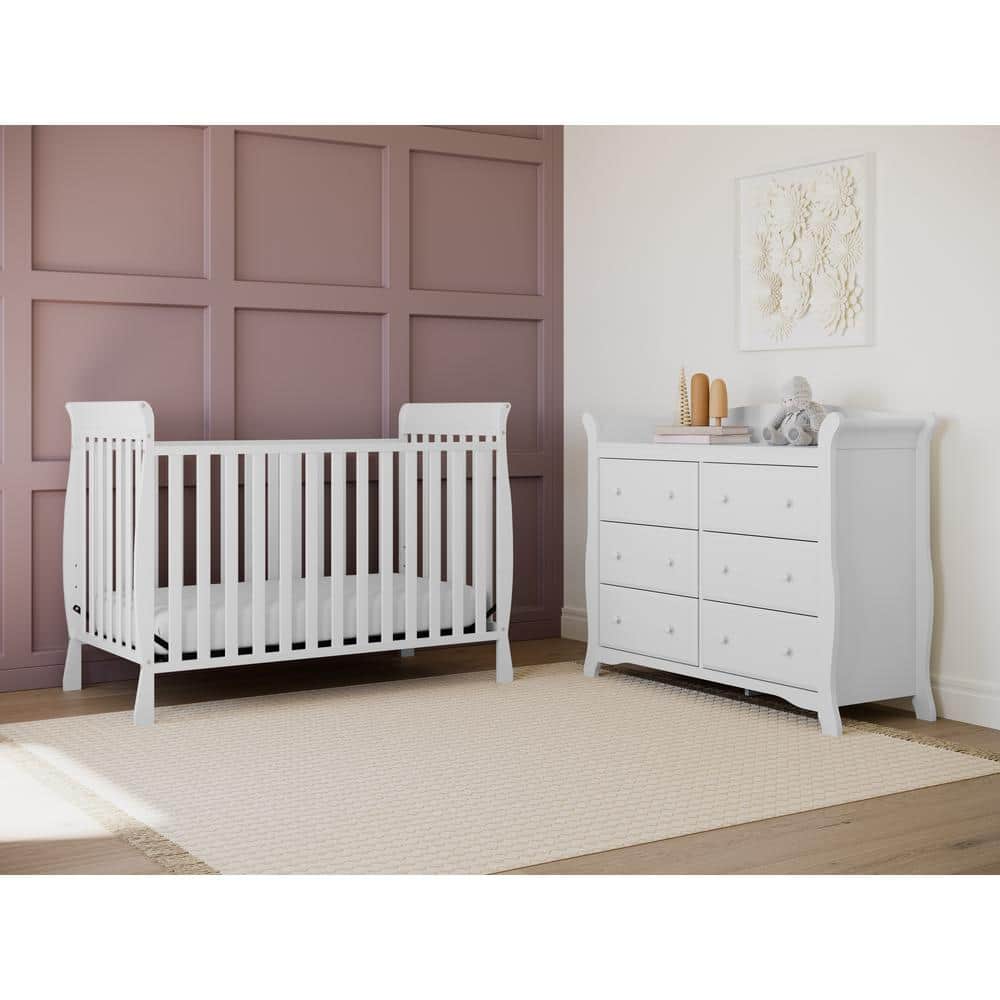 Avalon Sleek White 6-Drawer Nursery Dresser with Ball Bearing Glides