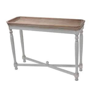 42 in. White/Natural/Brown Standard Rectangle Wood Console Table