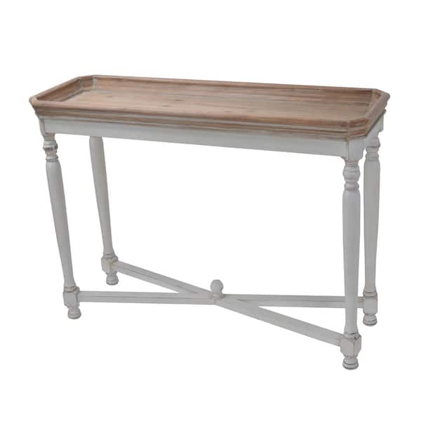 A & B Home 42 in. White/Natural/Brown Standard Rectangle Wood Console Table