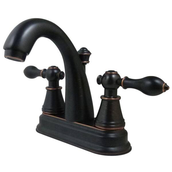 Kingston Brass 4 in. Centerset 2-Handle Mid-Arc Bathroom Faucet in Oil Rubbed Bronze