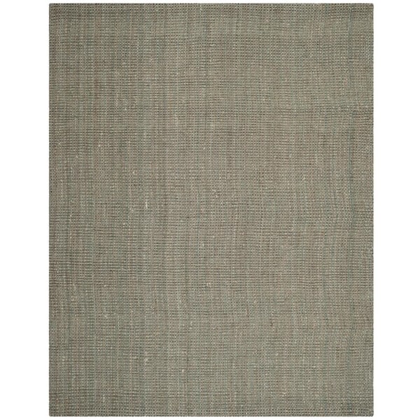 Natural Fiber 10 ft. x 14 ft. Green/Gray Solid Color Area Rug