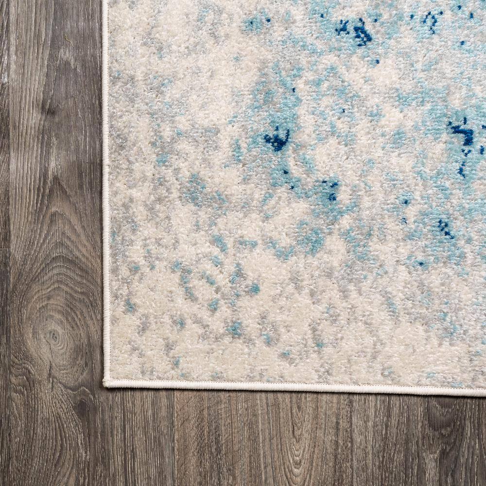Dune Cream and Blue Abstract 2' x 8' Synthetic Runner Rug