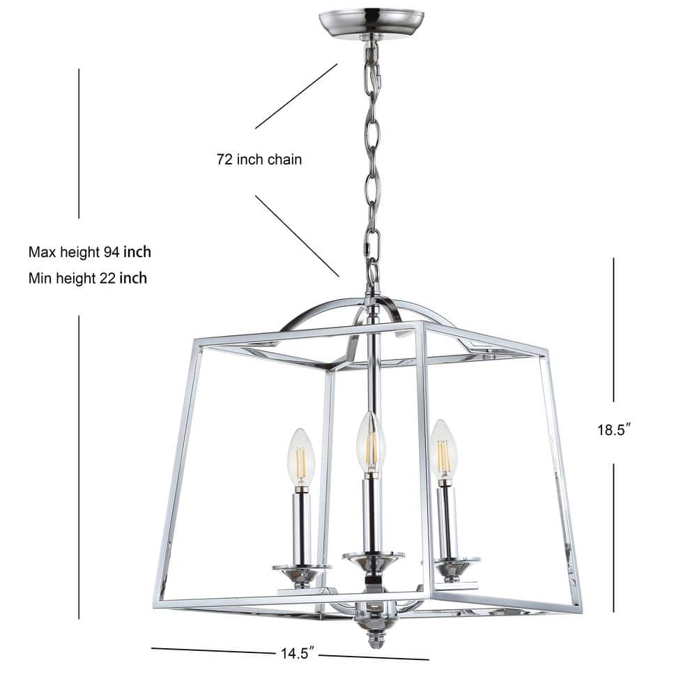 Chrome 14.5" 3-Light LED Pendant with Drum Shade