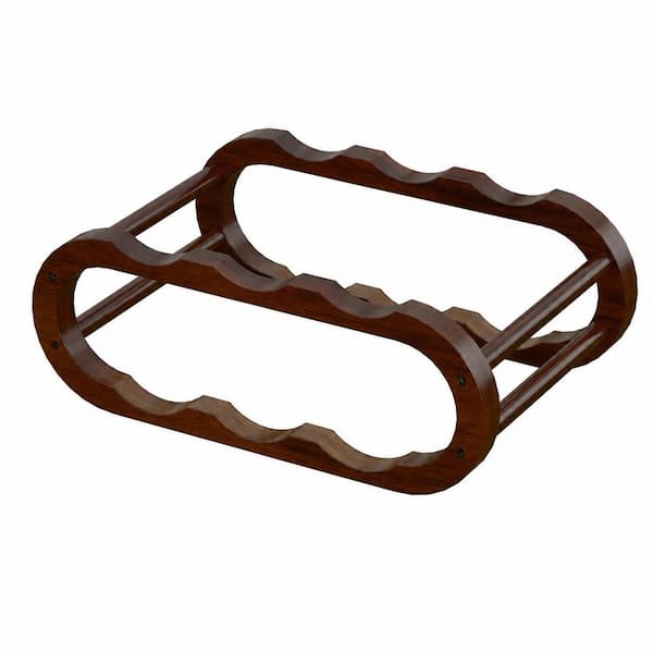 6-Bottle Burgundy Pine Countertop Wine Rack for Cabinet and Kitchen Storage, Rustic Modern