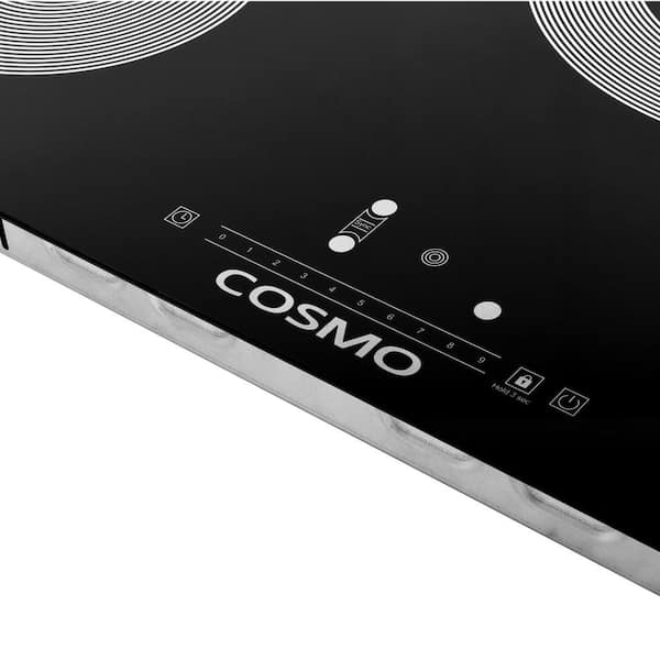Cosmo 30 Electric Ceramic Glass Cooktop with 4 Burners, Dual Zone Elements, Hot Surface Indicator Light and Control Knobs - COS-304ECC