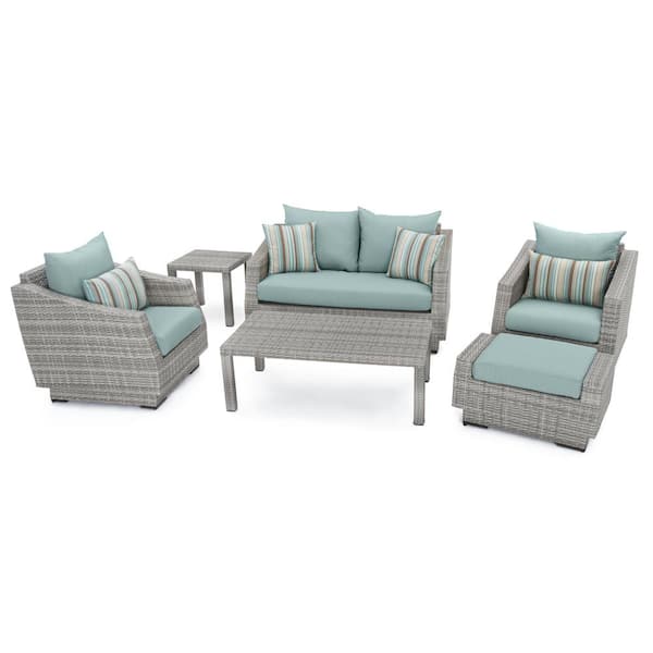 RST Brands Cannes 6-Piece Patio Seating Set with Bliss Blue Cushions