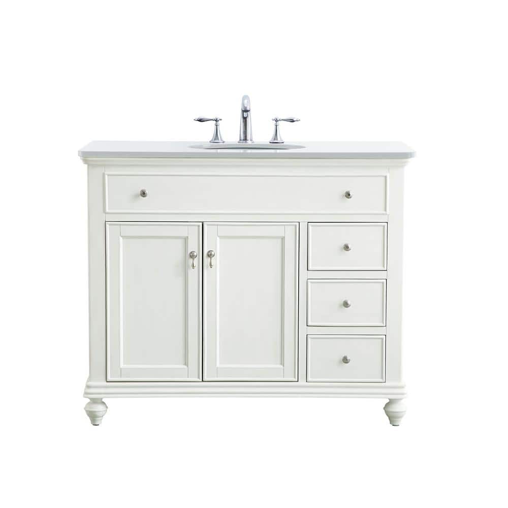 Simply Living 42 in. W x 21 in. D x 35 in. H Bath Vanity in Antique White w