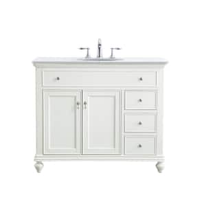 Simply Living 42 in. W x 21 in. D x 35 in. H Bath Vanity in Antique White with Ivory White Engineered Marble