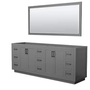 Miranda 83.25 in. W x 21.75 in. D x 33 in. H Double Sink Bath Vanity Cabinet without Top in Dark Gray with 70 in. Mirror