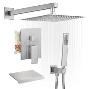Single Handle 1 -Spray Tub and Shower Faucet 1.8 GPM 12 in. Shower System with Sprayer Valve Included in Brushed Nickel