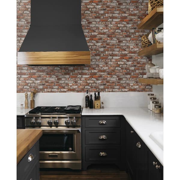56 sq. ft. Spiced Ginger Tailor Faux Brick Prepasted Paper Wallpaper Roll