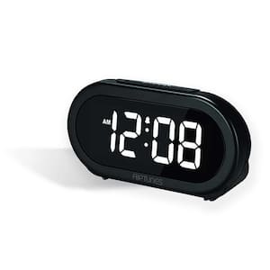 1.4 in. Digital Alarm Clock with 5 Alarm Sounds, Screen Dimmer - Black