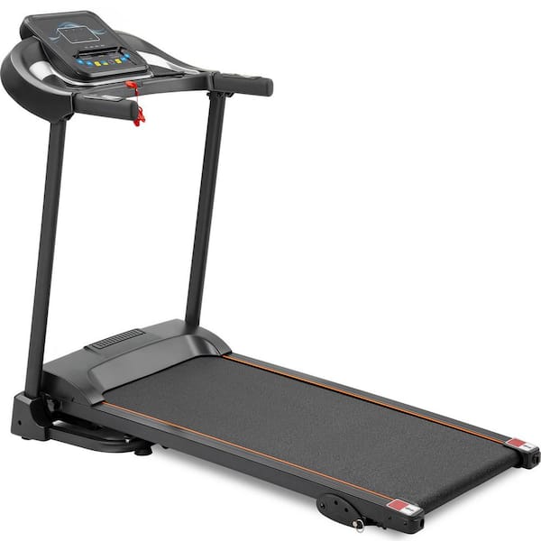Tidoin 1.5 HP Black Steel Foldable Electric Treadmill with Safety Key, LCD Display and Pad/Phone Holder