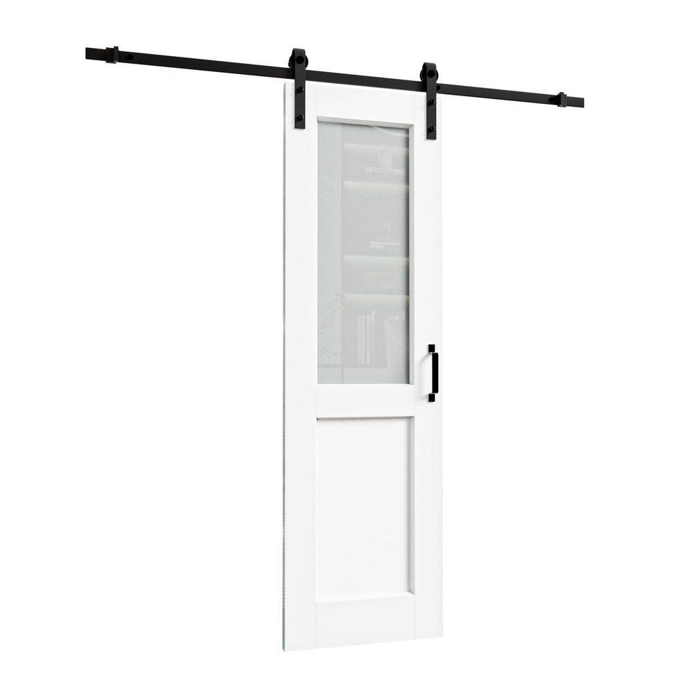 24 in. x 80 in. 1/2-Lite Glass White Primed MDF Composite Sliding Barn Door with Hardware Kit and Pantry Sticker price history on PriceWatchPro