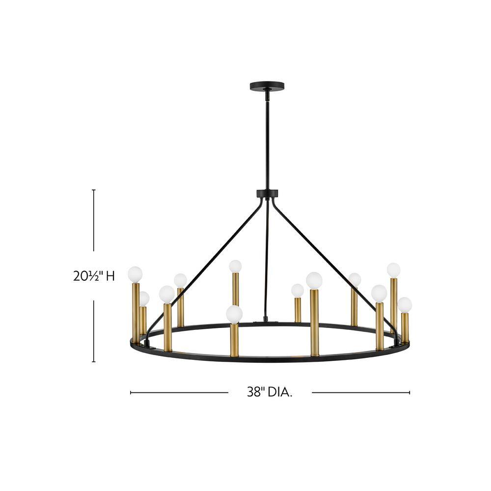 Lazlo Black and Brass 12-Light Candle Chandelier