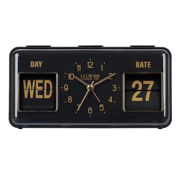 La Crosse Clock Daily Flip Black Tabletop Alarm Clock with