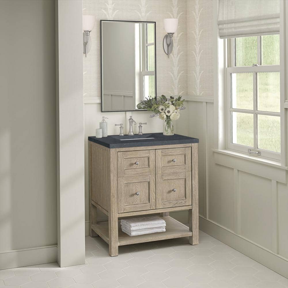 Breckenridge 30" Whitewashed Oak Single Vanity with Charcoal Soapstone Top