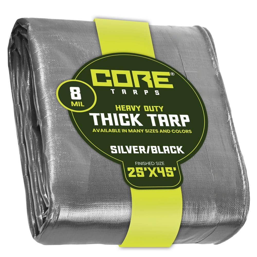 CORE TARPS 25 ft. x 45 ft. Silver/Black 8 Mil Heavy Duty Polyethylene