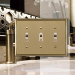 Rhodes 3 Gang Toggle Metal Wall Plate - Brushed Bronze