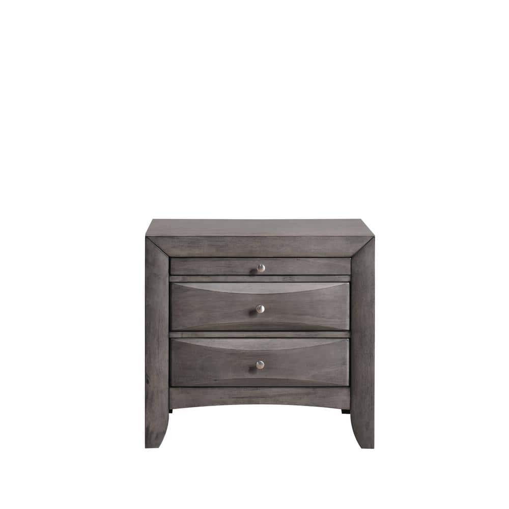 Madison Transitional 2-Drawer Gray Nightstand with Pull-Out Tray