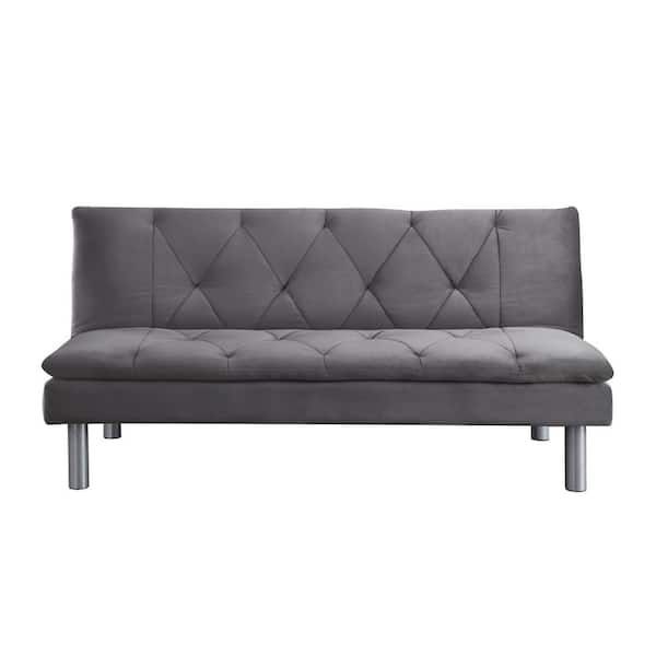 Donason 66 in. W Gray Armless Velvet 2-Seat Straight Reclining Sofa