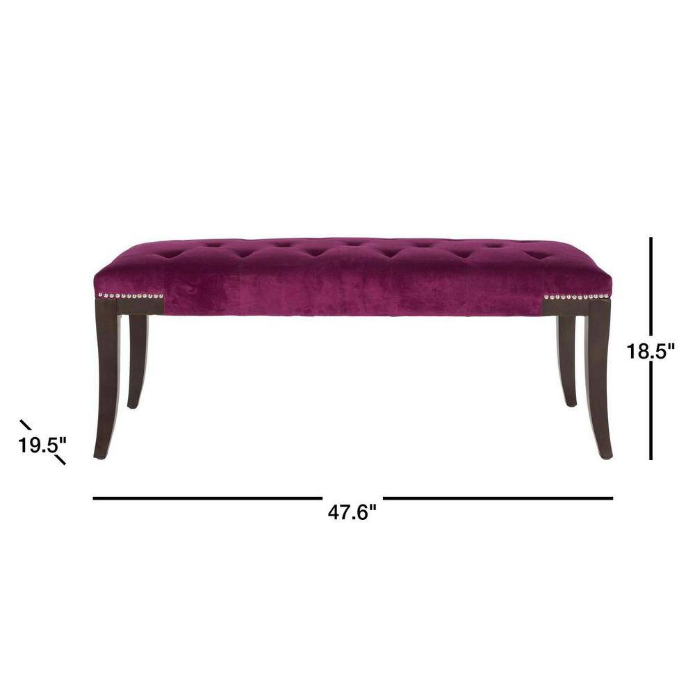Gibbons Purple Cotton Velour Bench with Nail Heads