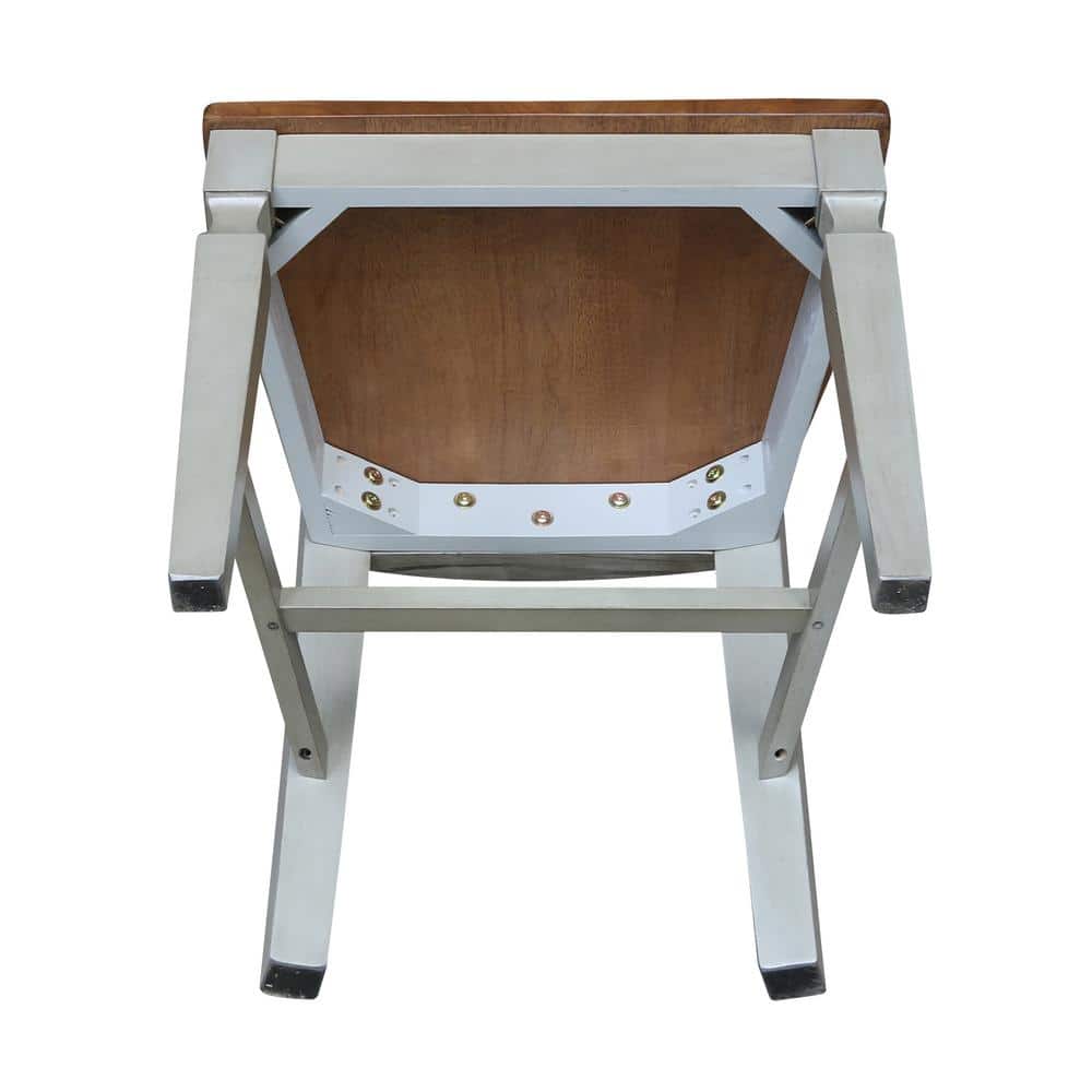 Vista Distressed Hickory and Stone High Ladderback Wood Chairs - Set of 2