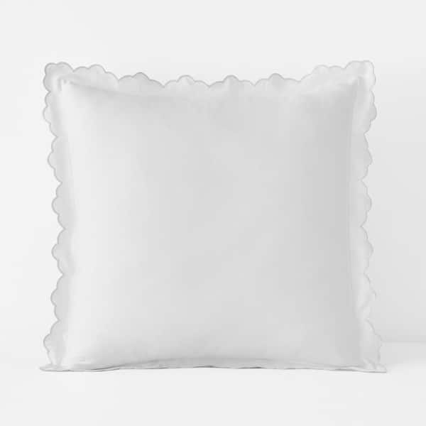 The Company Store Company Cotton Embroidered Scallop Light Gray Euro Sateen Sham