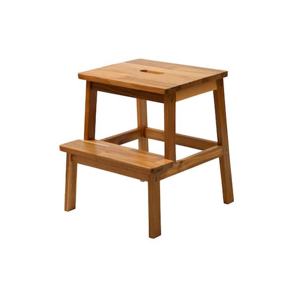 TIRAMISUBEST 19.7 in. H Wood Rectangle Top 2 Steps Garden Stool