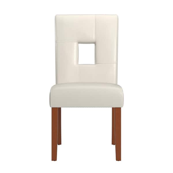 HomeSullivan White White Faux Leather Keyhole Dining Chairs (Set