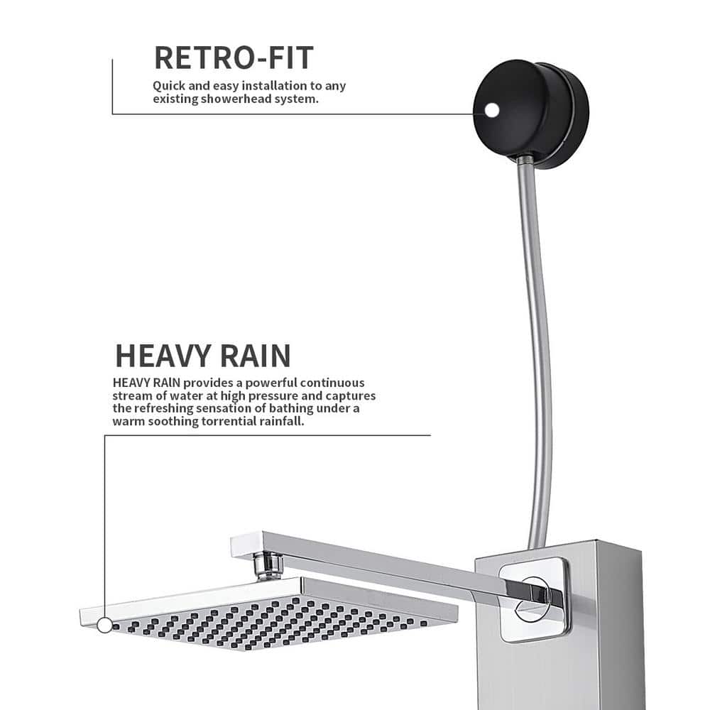 Nickel 2-Jet Shower Panel System with Adjustable Rain Shower Head