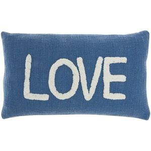 Lifestyles Blue 21 in. x 12 in. Rectangle Throw Pillow