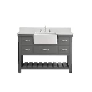 Wesley 48 in. W x 22 in. D Bath Vanity in Gray with Engineered Stone Vanity Top in Ariston White with White Sink