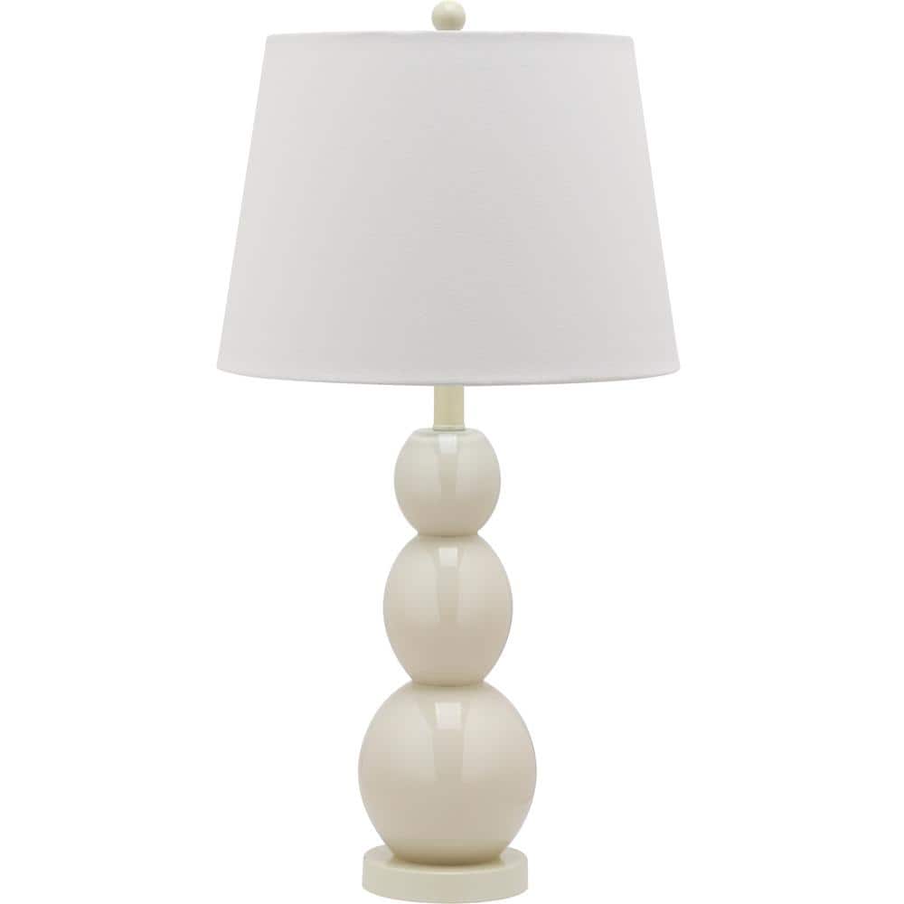 Light Grey Glass 3-Sphere Table Lamp Set with Cotton Shade