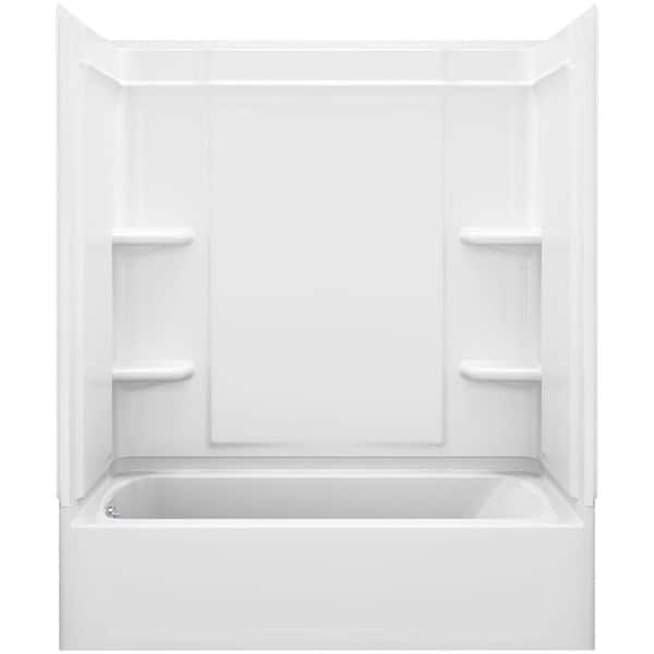 Sterling Ensemble Medley 60 in. x 32 in. x 72 in. 4-piece Tongue and Groove Tub Wall in White
