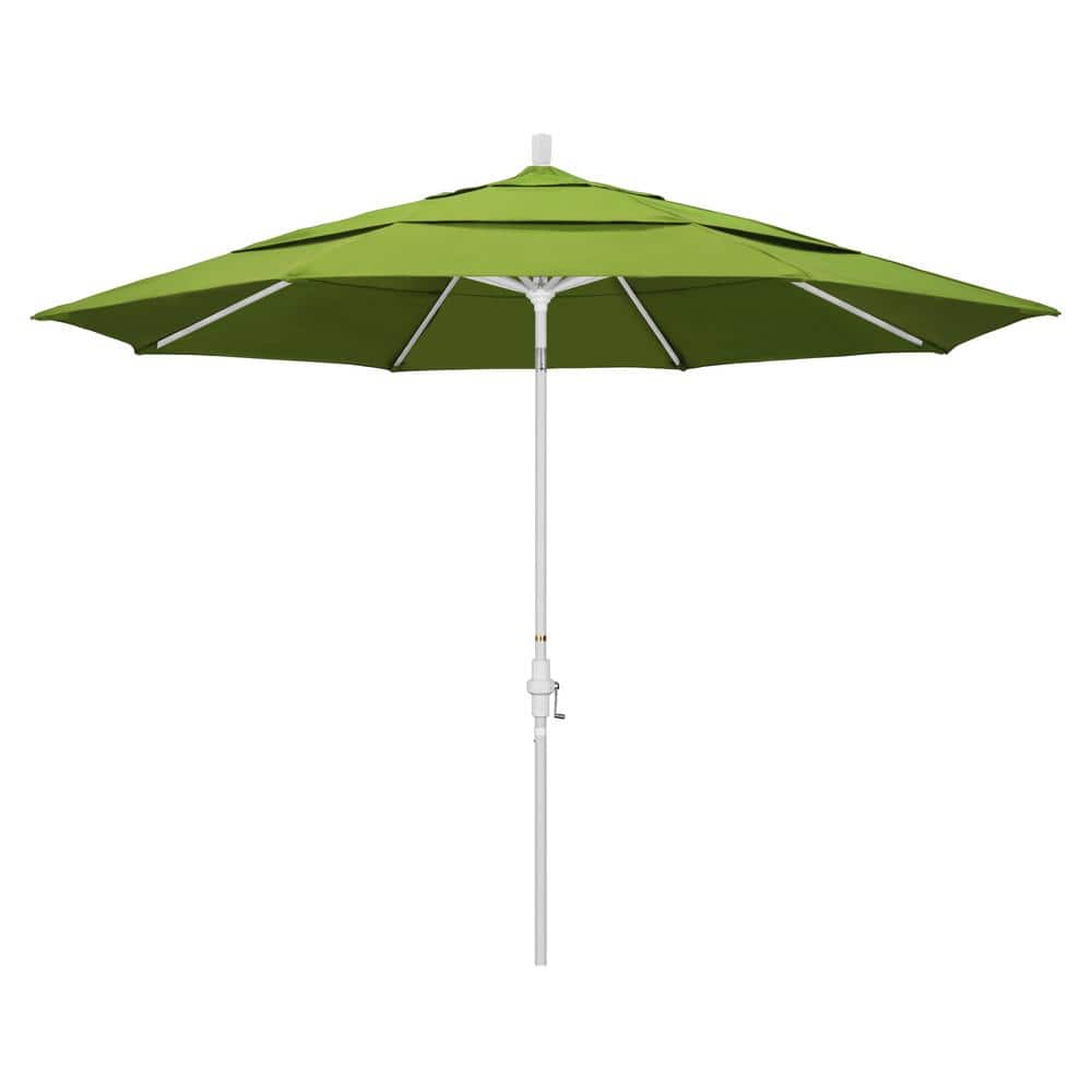 11 ft. White Aluminum Pole Market Aluminum Ribs Crank Lift Outdoor Patio Umbrella in Macaw Sunbrella price history on PriceWatchPro