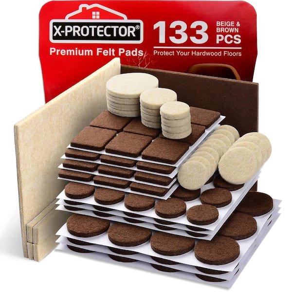 Angel Sar 133-Piece Felt Furniture Pads, Felt Pads Furniture Feet Best Wood Floor Protectors, Beige and Brown